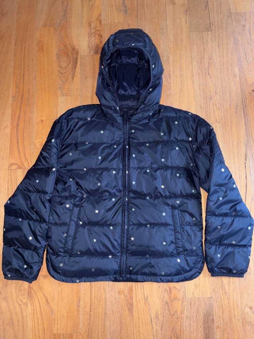 Gap Kids Navy Star Print Hooded Puffer Jacket XXL 14/16